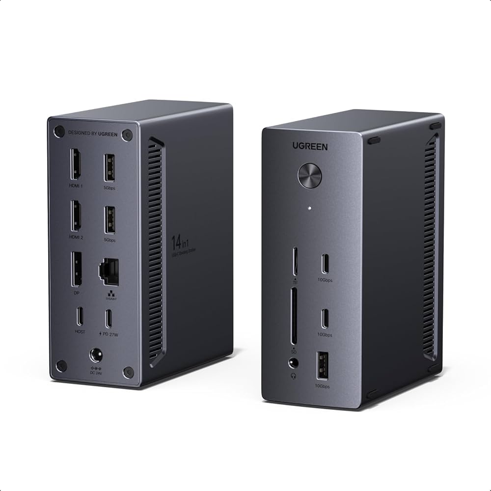 UGREEN Docking Station, Triple 4K Display (2x HDMI+ DP), 14-Port