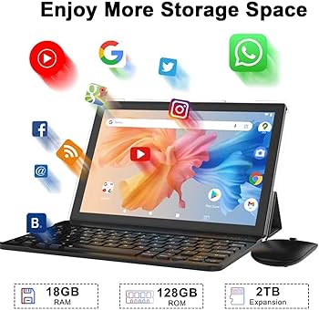 Amazon.com : Android 15 Tablet, 10 inch 2 in 1 Tablets with