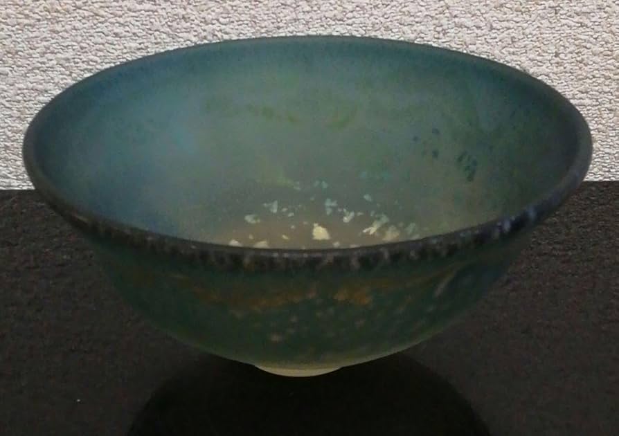 Amazon.co.jp: 大川薫作 彩色 金銀箔入 クリスタル 硝子 茶碗 共箱