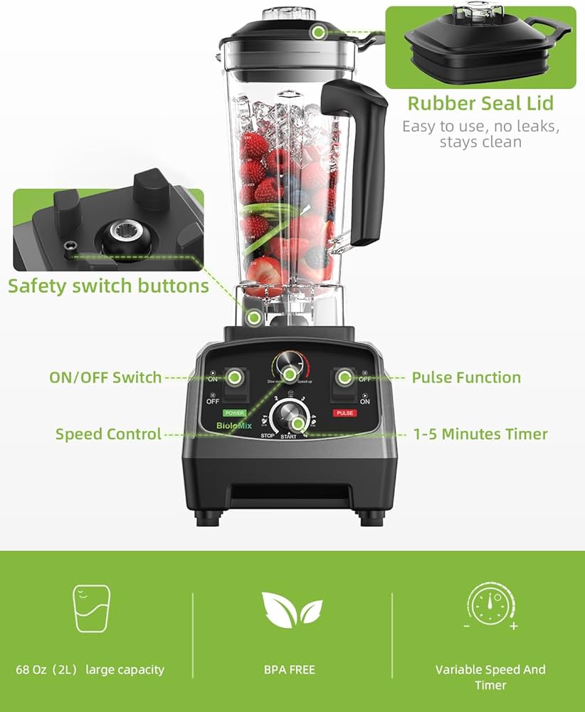 Amazon.com: BioloMix Professional Smoothie Blender - 2200W, 68 Oz