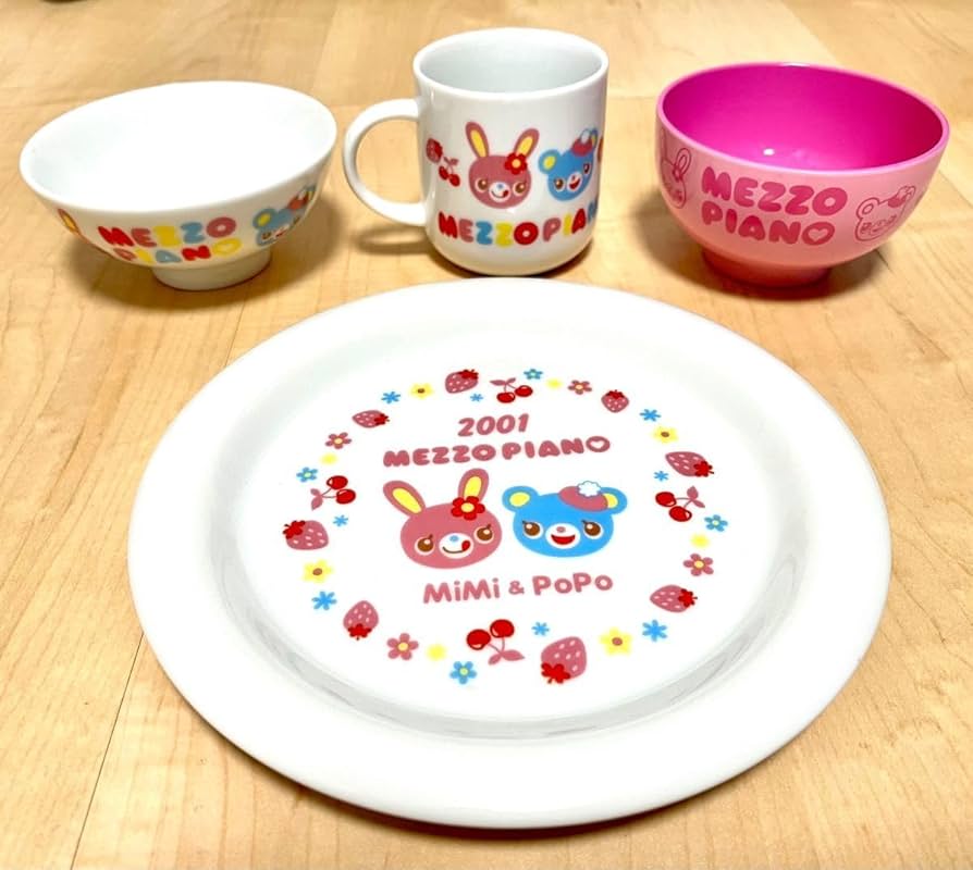 Amazon.co.jp: メゾピアノ ミミポポちゃん 食器4点セット ノベルティ品