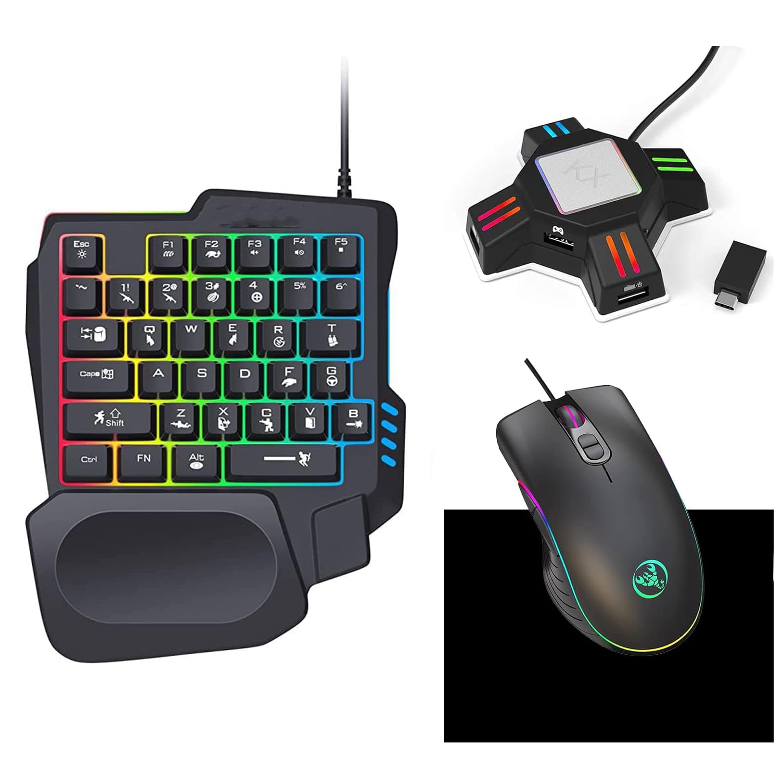 Amazon.co.jp: 片手キーボード マウス コンバーター セットこんばーた