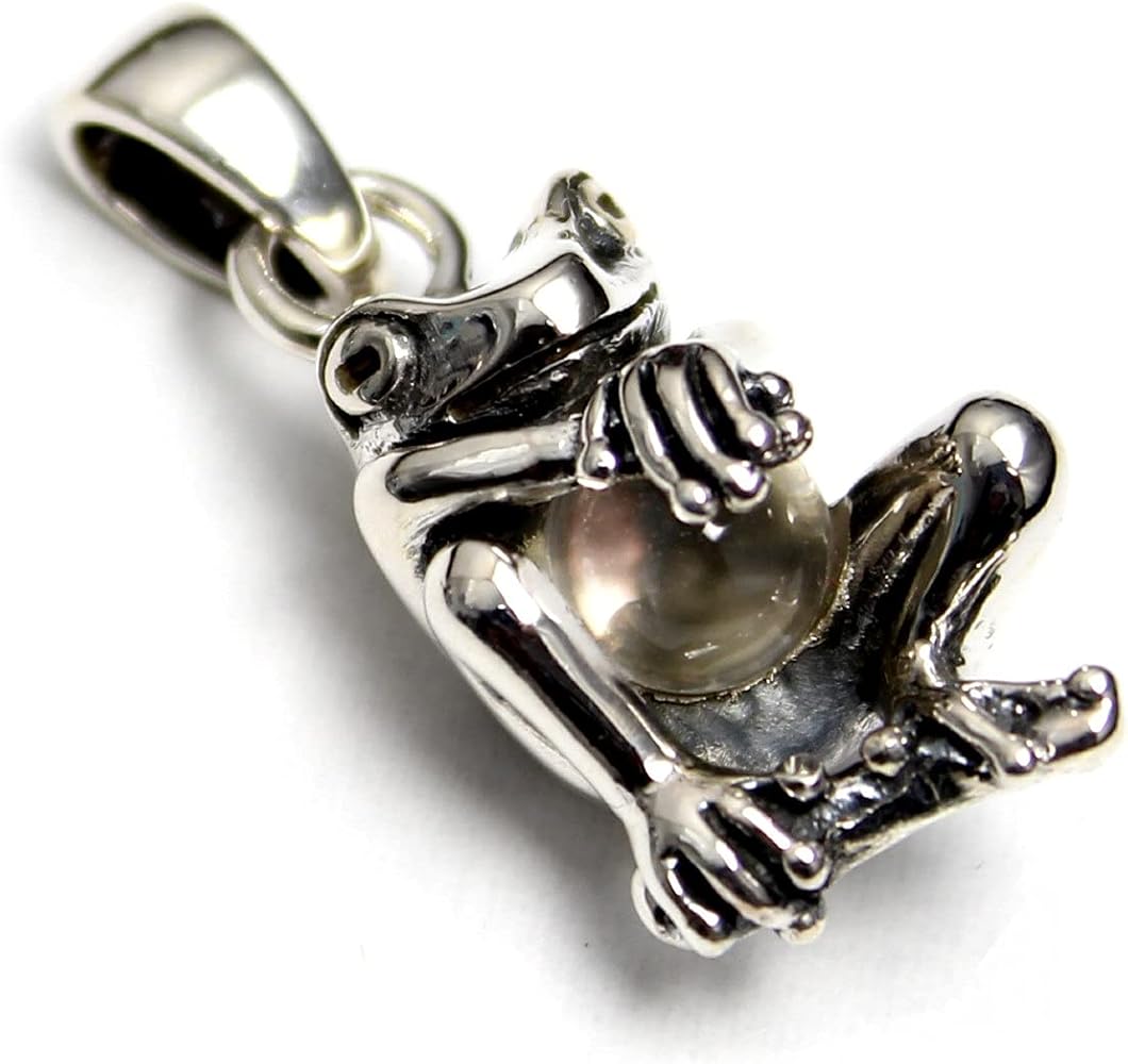 Amazon | 蛙 カエル ペンダント かえる シルバー 水晶 クリスタル