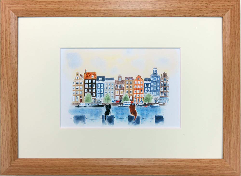 Amazon.co.jp: 渡辺あきお◇【ねこ あこがれの船】アートプリント◇額