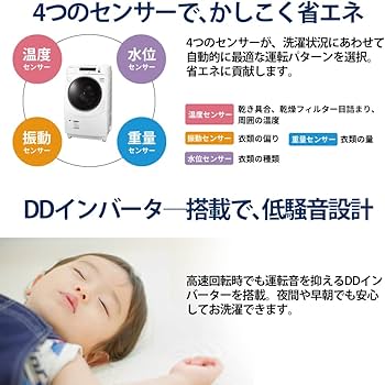 Amazon | シャープ 洗濯機 ドラム式 ES-H10F-WL ヒーター乾燥 左開き
