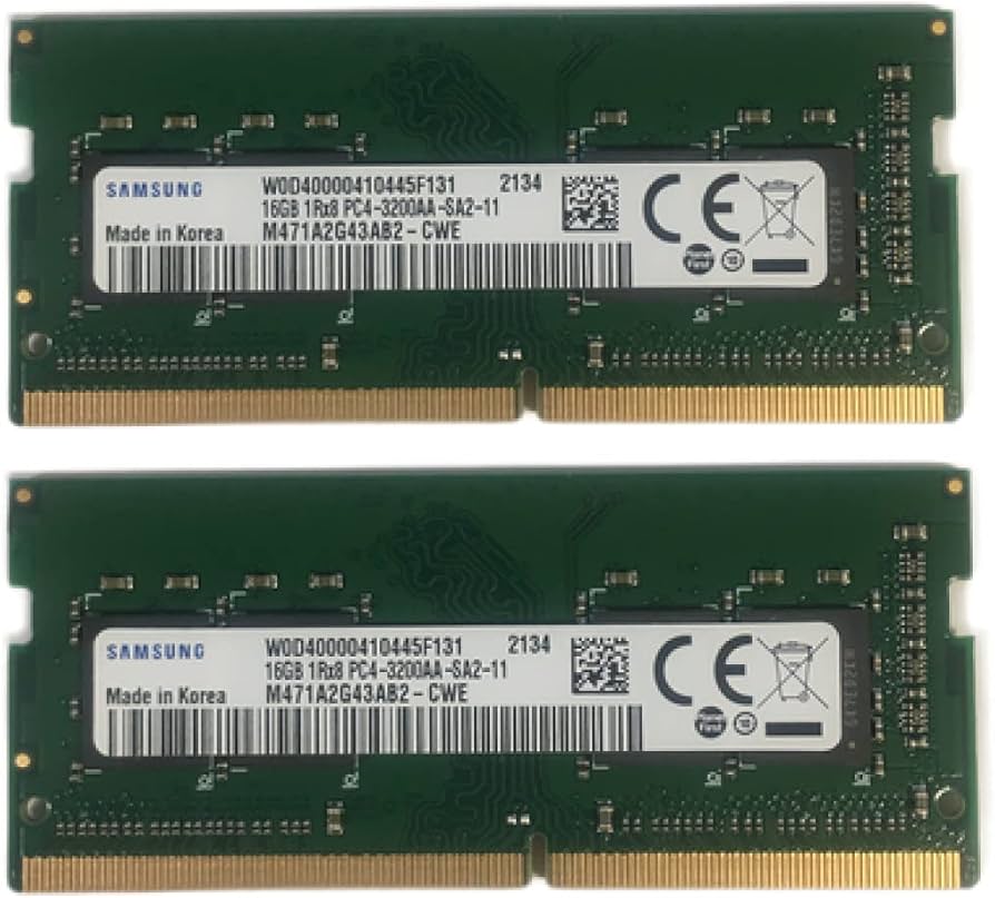 32GB (2x16GB) DDR4 3200MHz PC4-25600 SODIMM 1Rx8 1.2v 260-Pin