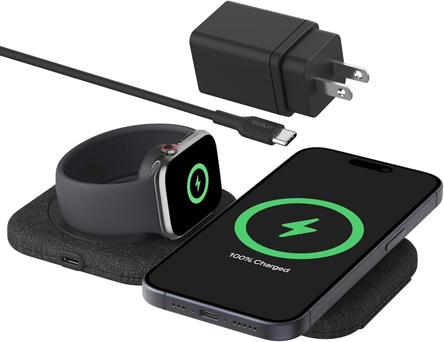 Amazon | Belkin MagSafe充電器互換 2-in-1 磁気充電トラベルパッド