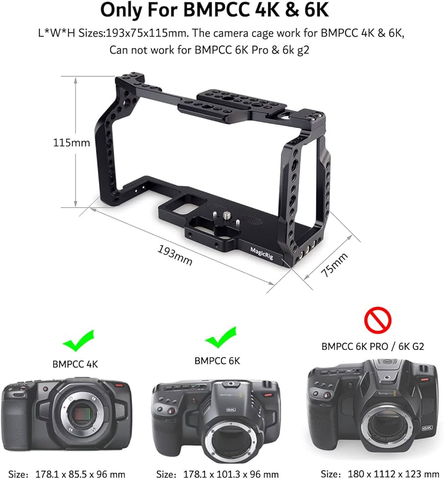 Amazon.com : MagicRig BMPCC 4K & 6K Full Cage with NATO Top Handle