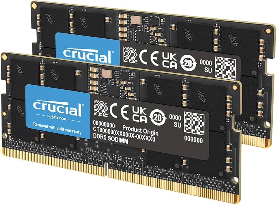 Crucial 64GB DDR5 RAM, 5200MHz (or 4800MHz) Laptop Memory Kit