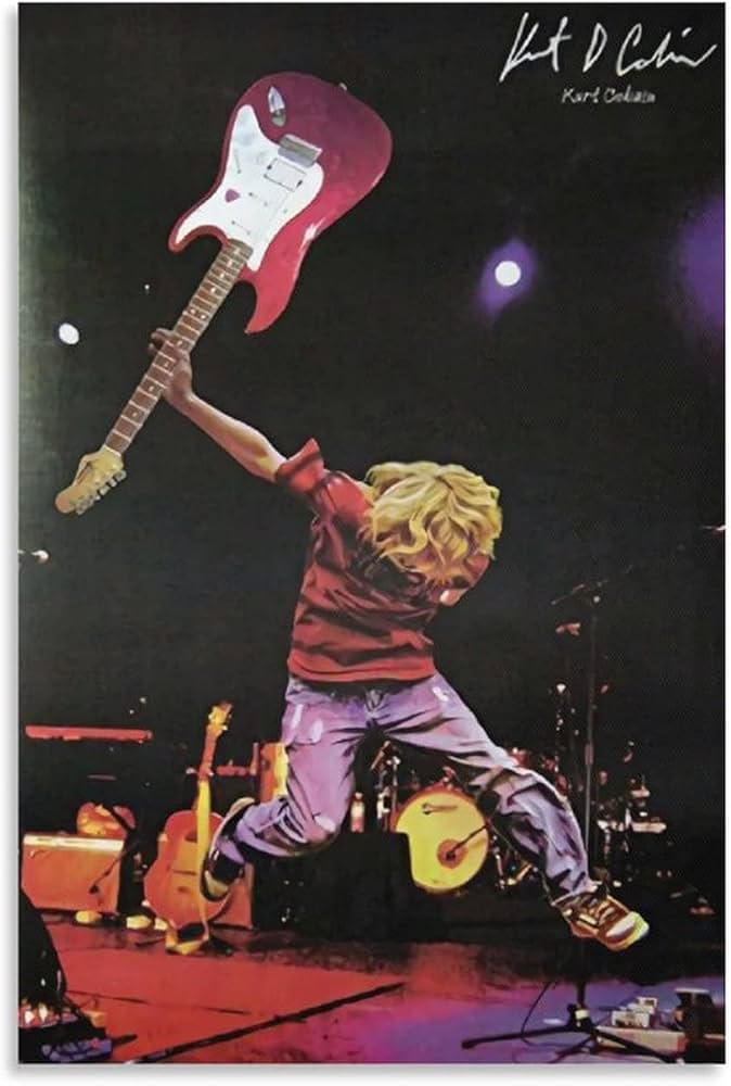 Amazon.co.jp: カート・コバーンがギターのポスターでジャンプ