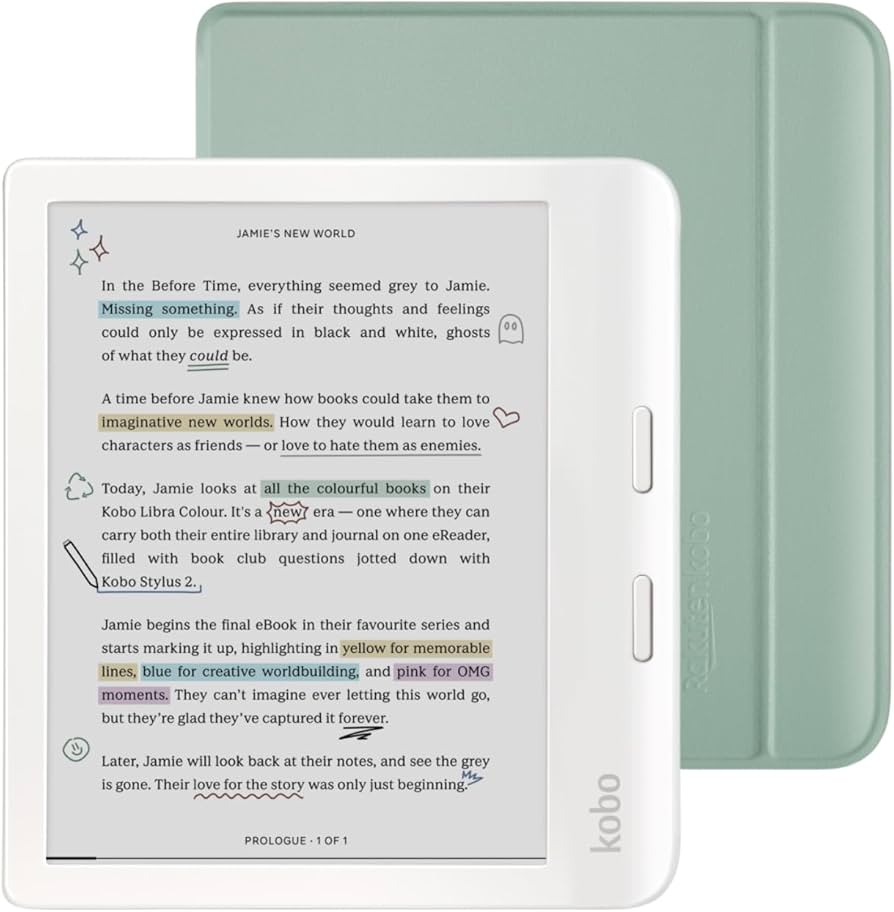 Amazon.com: Kobo Libra Colour White eReader with Case Bundle