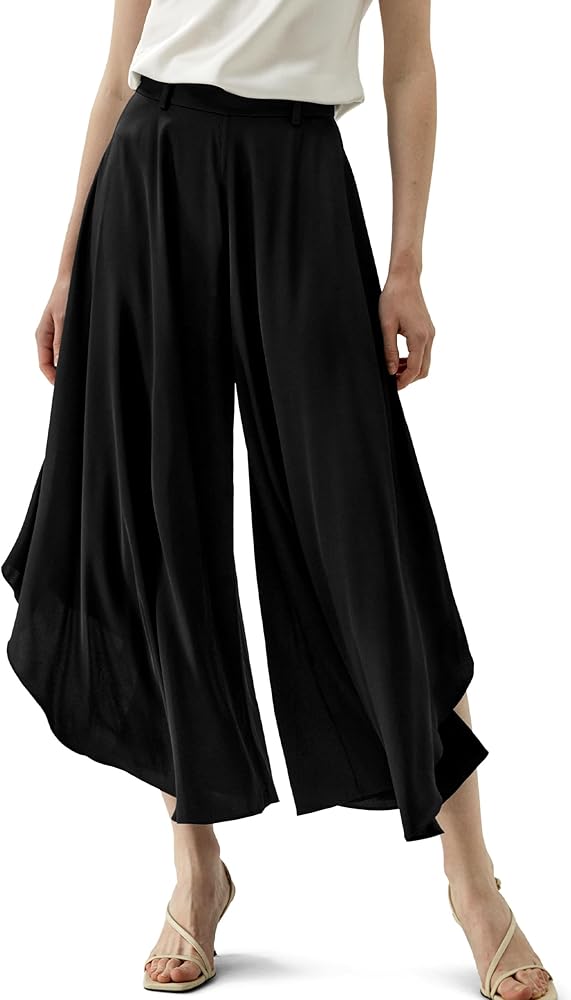 LilySilk Women's Wide Leg Silk Pants High Waist Palazzo Pant