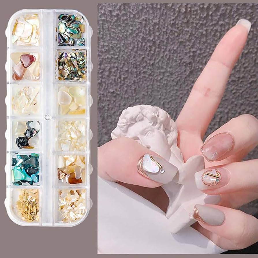Amazon.co.jp: Lismyakey ネイルパーツ 天然 シェル フレークシェル