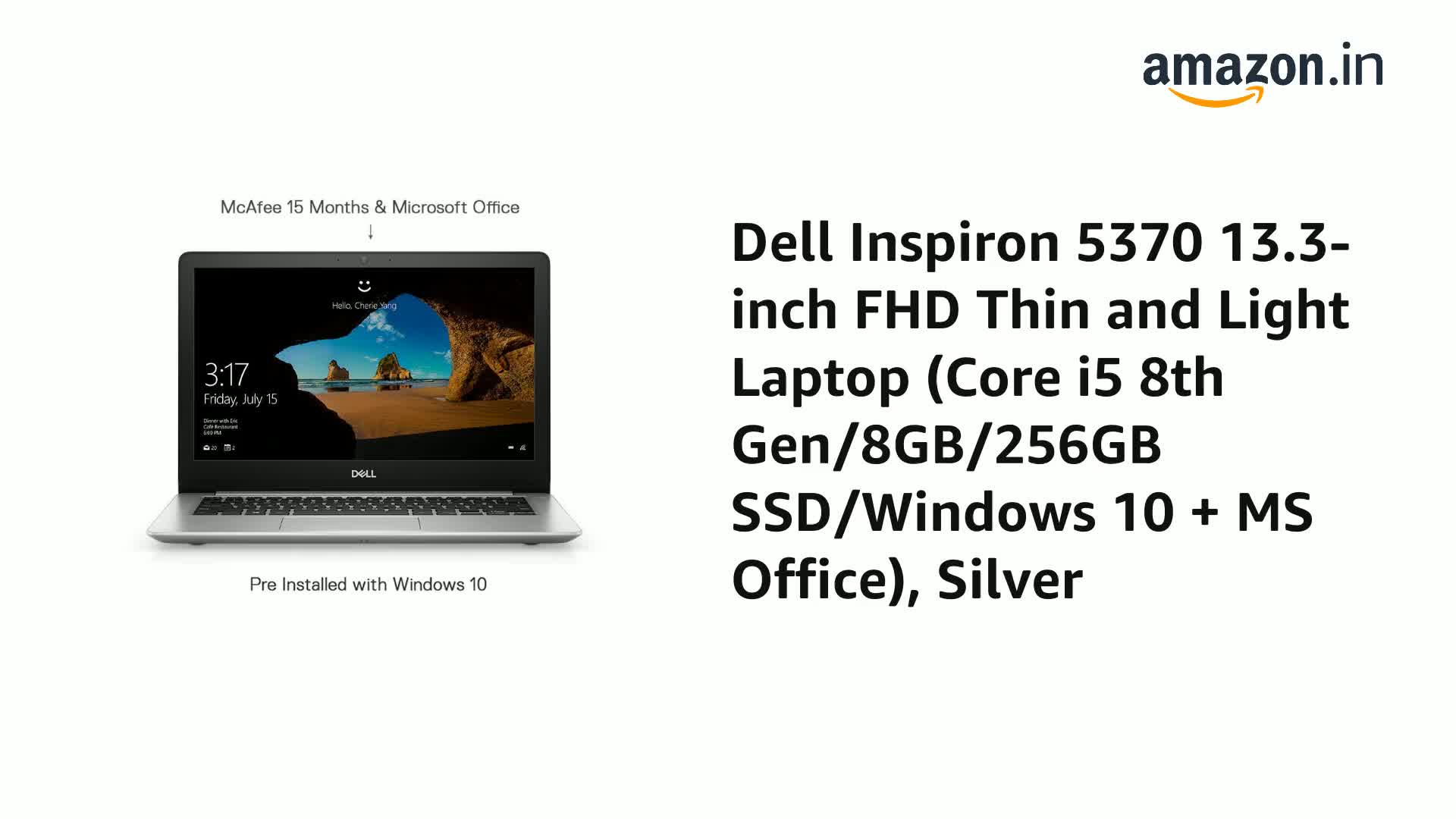 DELL Inspiron 5370 13.3-inches FHD Thin and Light Laptop (Core