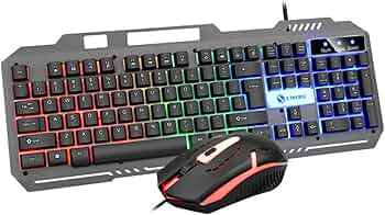 Amazon | T25 発光ゲーミングキーボード&マウスコンボ、104キー有線