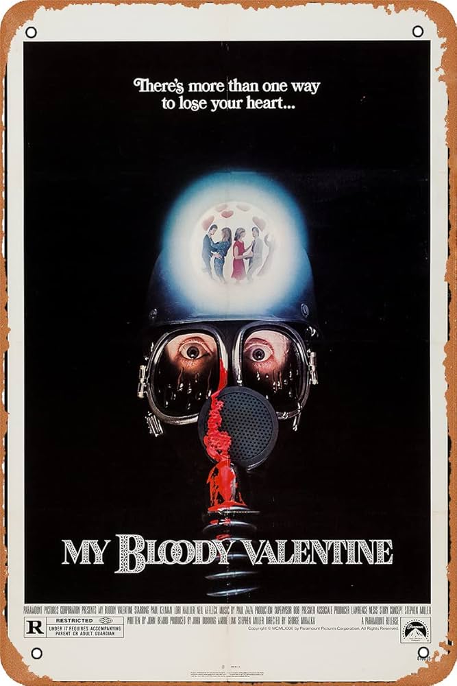 Seadlyise My Bloody Valentine 1981 Horror Film Tin Sign Vintage