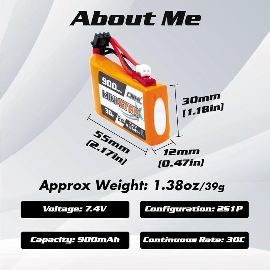 Amazon.com: CNHL 2s lipo Battery 900mAh 7.4V lipo Battery 30C with
