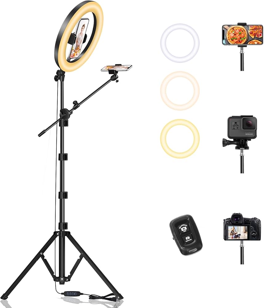 Amazon | LUXSURE リングライト 撮影用ライト スマホ 三脚 ライト 俯瞰