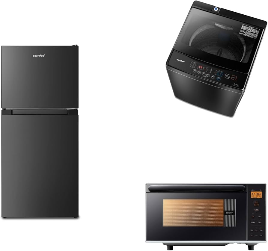 Amazon | 【家電セット 3点】 コンフィー(COMFEE') 冷蔵庫132L黒+洗濯