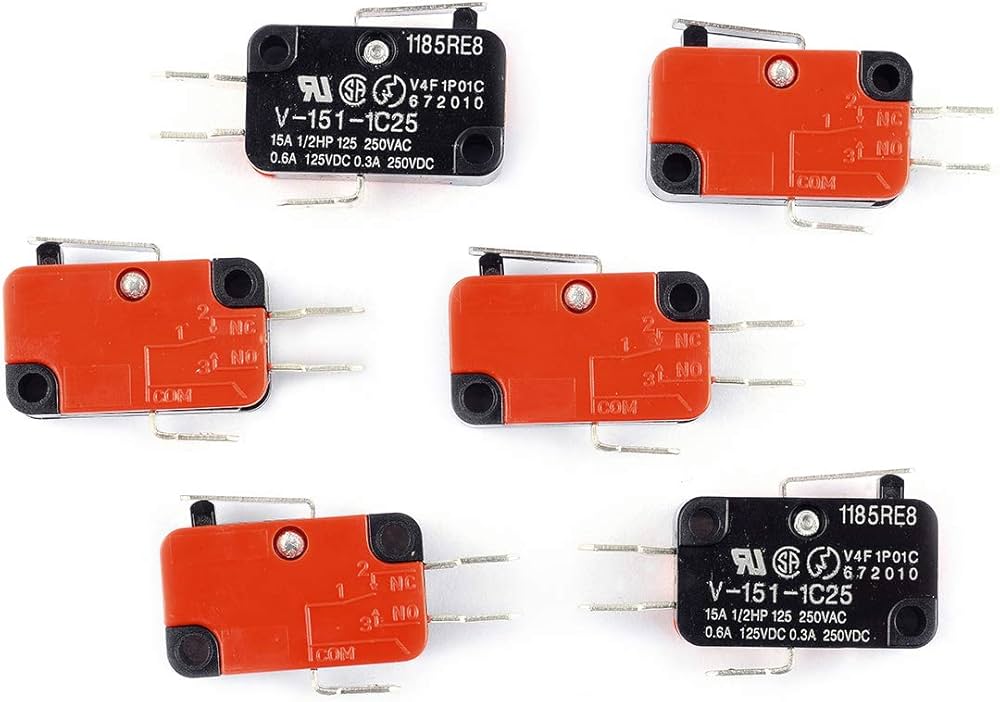 Cylewet 6Pcs V-151-1C25 Short Straight Lever Type Micro Limit