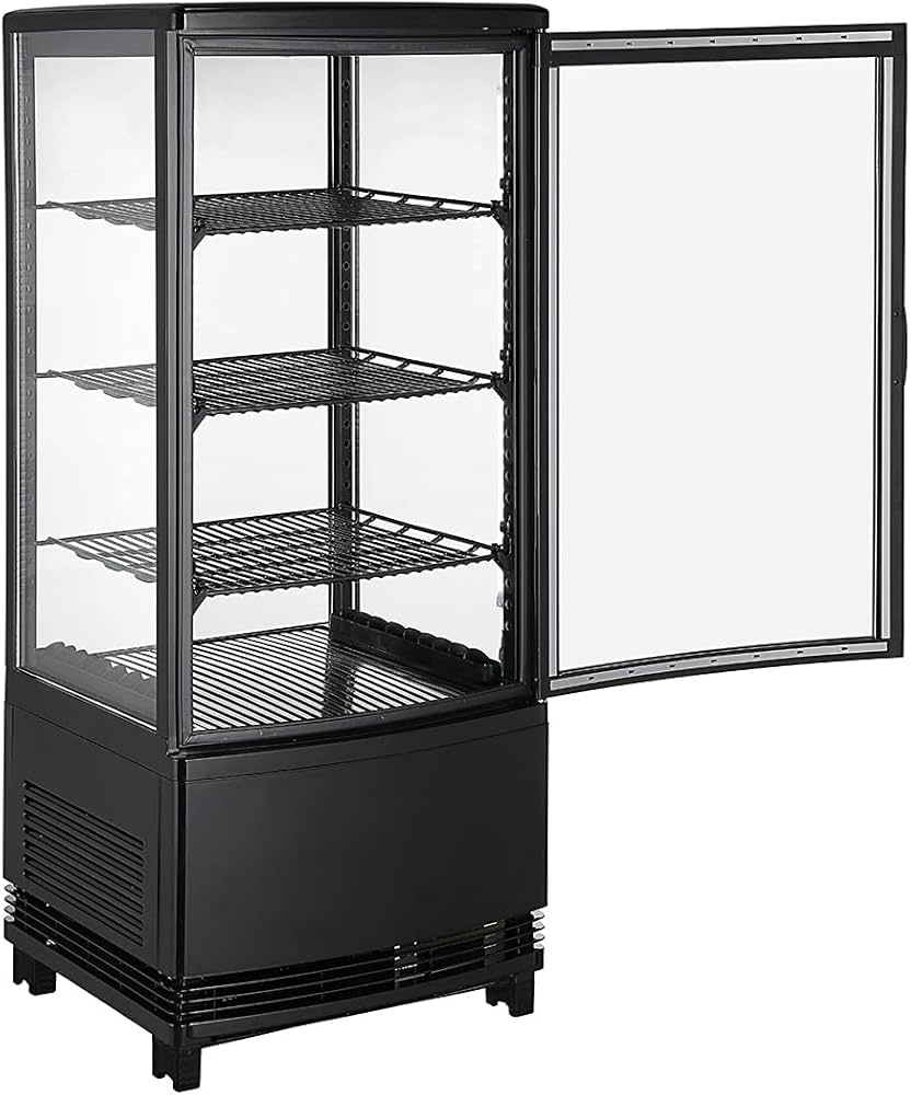 Amazon | Hijiru 4面ガラス冷蔵ショーケース80L/ブラック（ウツクシイ