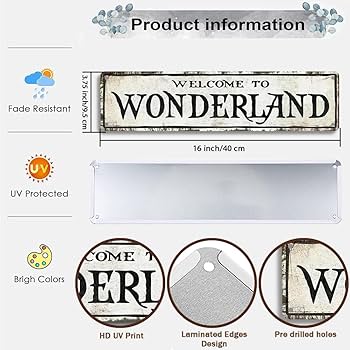 Amazon.com: Welcome to Wonderland Sign - 16 x 4 Inch Horror Sign