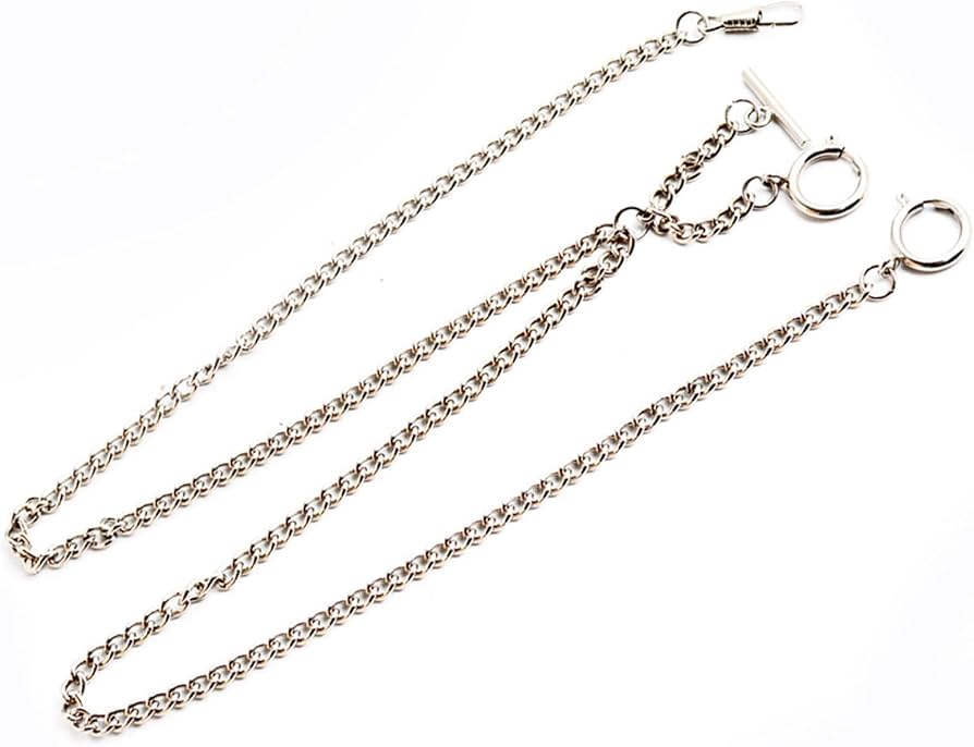 Amazon.co.jp: 懐中時計チェーン ダブル アルバート T バー チェーン