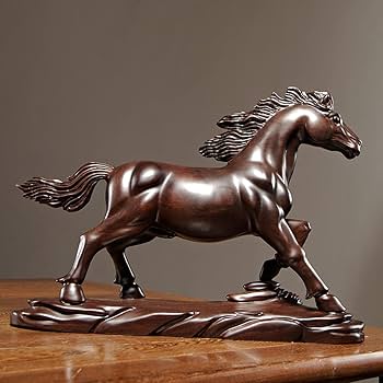 Amazon.co.jp: 置物 オブジェ 馬 高級天然黒檀木彫り 木製彫刻 工芸品