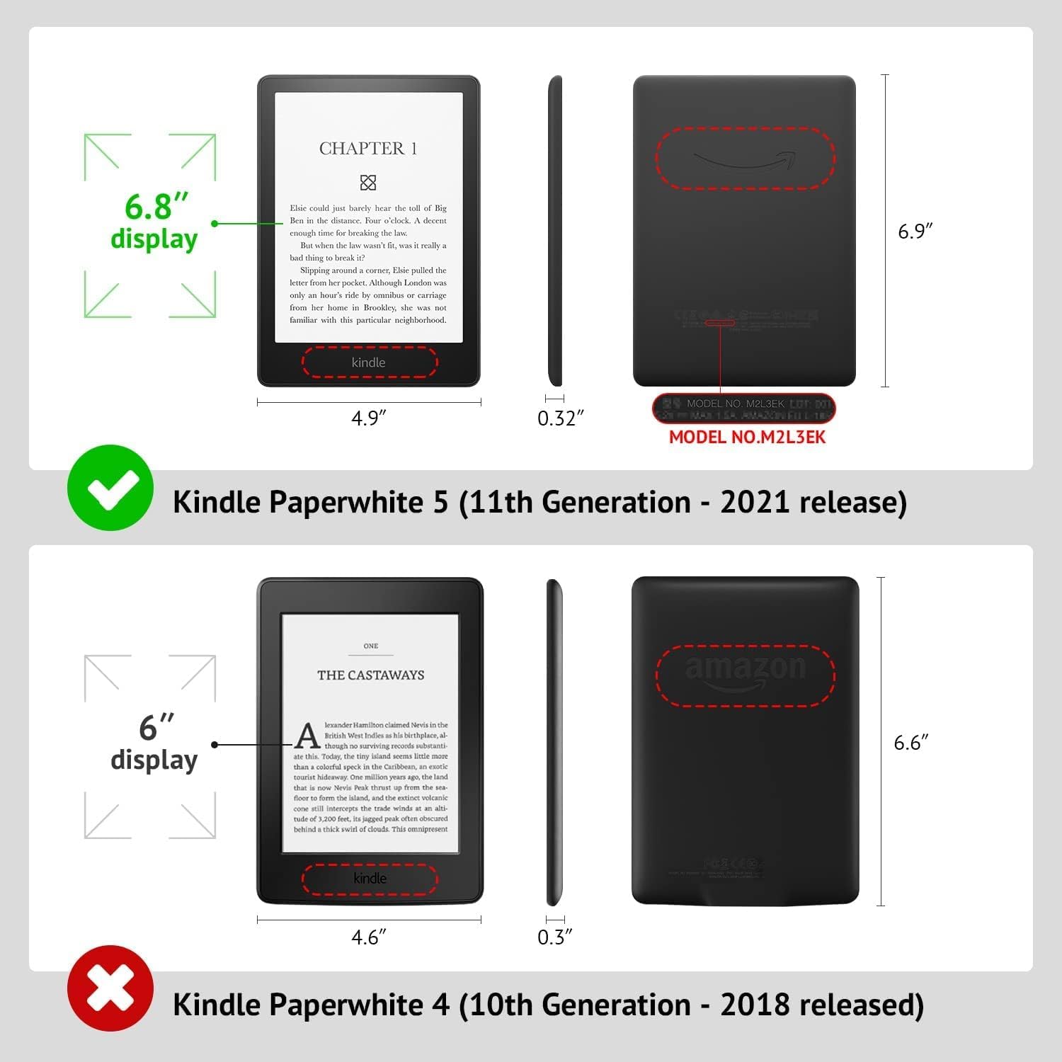 Amazon.co.jp: 6.8 インチ Kindle Paperwhite (第 11 世代、モデル番号