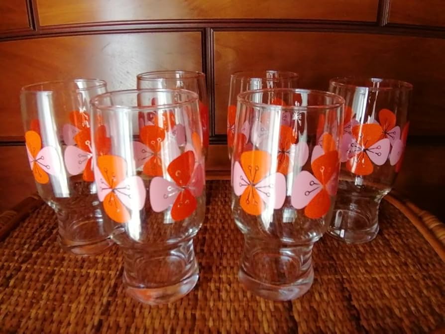 Amazon | 昭和レトロ ガラスコップ 6個セット 花柄 グラス レトロ