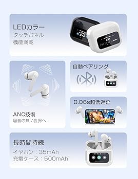 Amazon.co.jp: Bluetooth5.4 完全ワイヤレスイヤホン タッチ