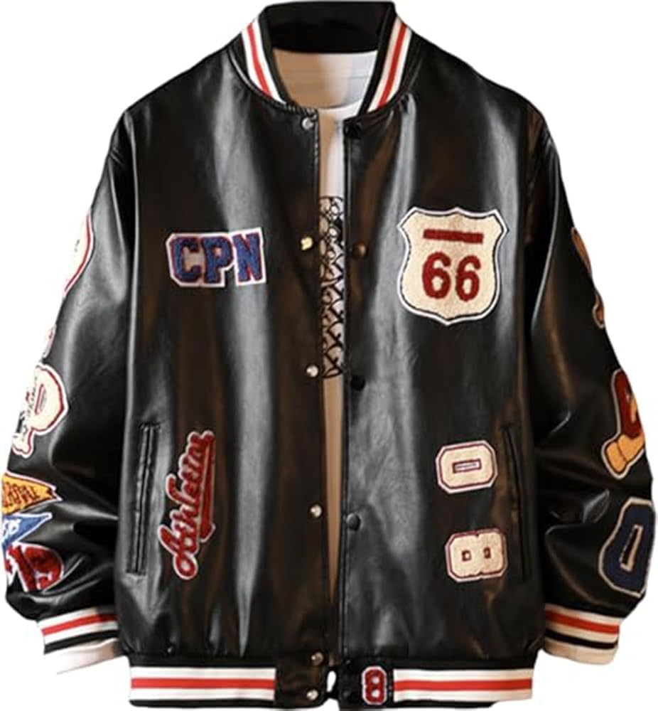 Amazon | [Rosesky] ジャケット メンズ スタジャン カレッジ ロゴ