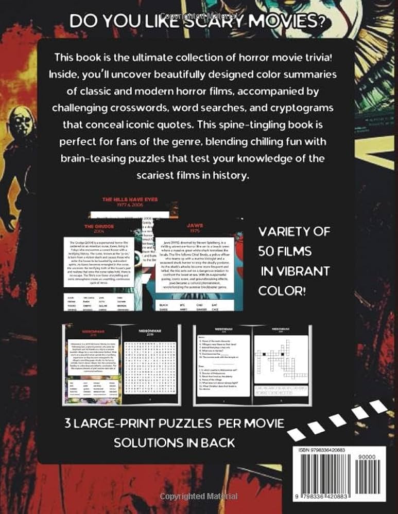 Amazon.com: 150 Scary Horror Movie Puzzles: Crossword Cryptogram
