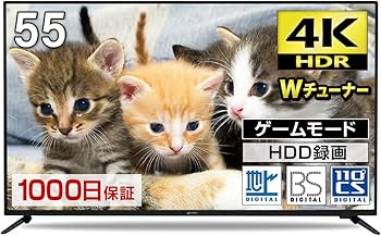 Amazon | テレビ 55型 55インチ 4K対応 液晶テレビ 4K ゲームモード