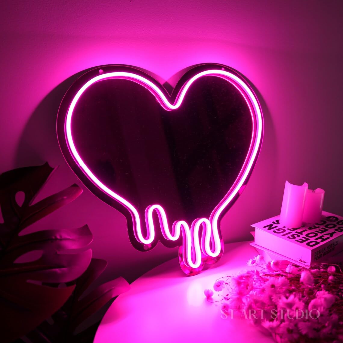 Amazon.co.jp : KADAFAGO ハートネオンサイン 溶けるミラーサイン 壁の