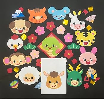 Amazon | 十二支 お正月壁面 壁面飾り 壁面装飾 保育 幼稚園 | 正月