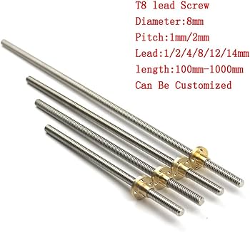 Amazon.com: T8 Lead Screw, Diameter 8mm Lead 1/2/4/8/12/14m Pitch
