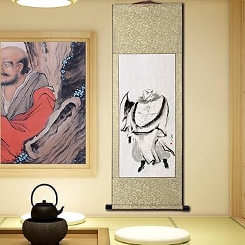 Amazon.co.jp: 掛軸(掛け軸) 水墨画『水滸伝』の英雄人物/李逵 四尺四