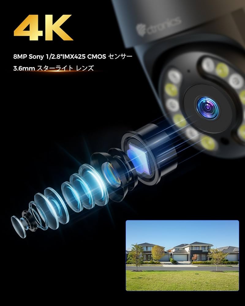 Amazon.co.jp: 【金属製&5G/2.4GWi-Fi】Ctronics 4K 防犯カメラ 屋外