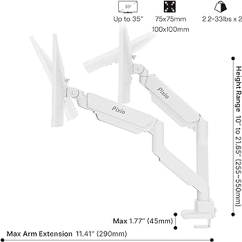 Amazon.com: Pixio PS2D White Ultrawide Heavy-Duty Premium Dual