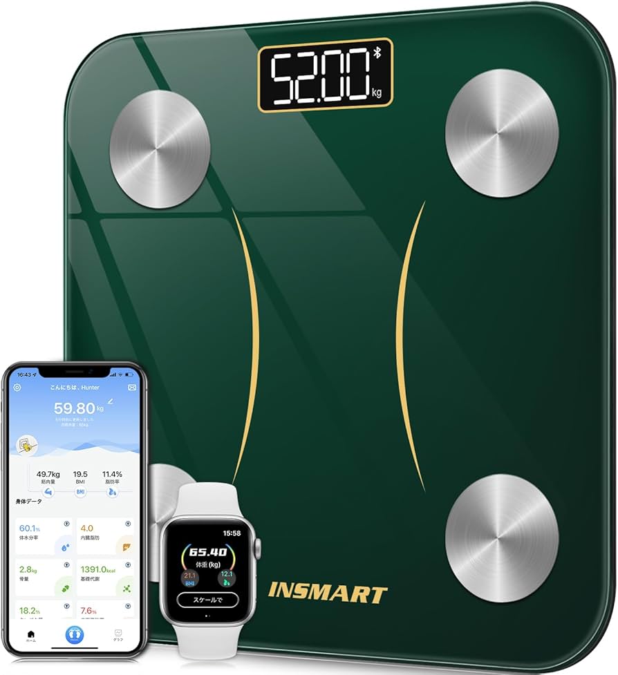 Amazon | INSMART 体脂肪計・体組成計 16項目測定可能 体重計 スマホ