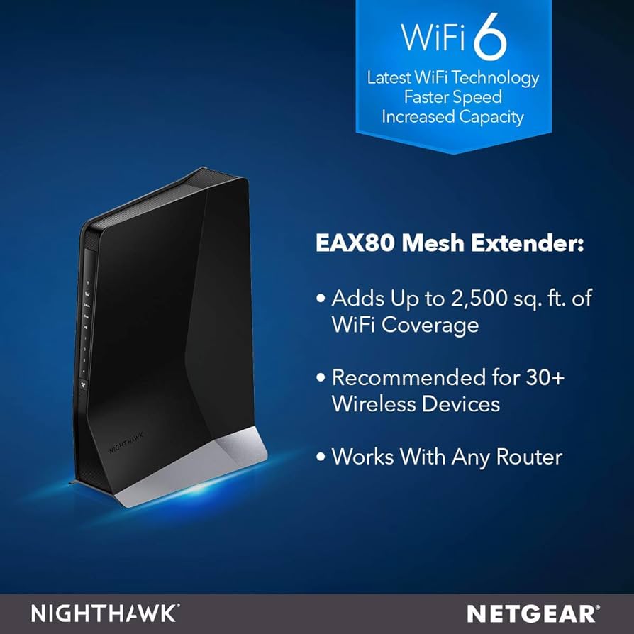 Amazon.com: Netgear Nighthawk WiFi 6 Mesh Range Extender EAX80