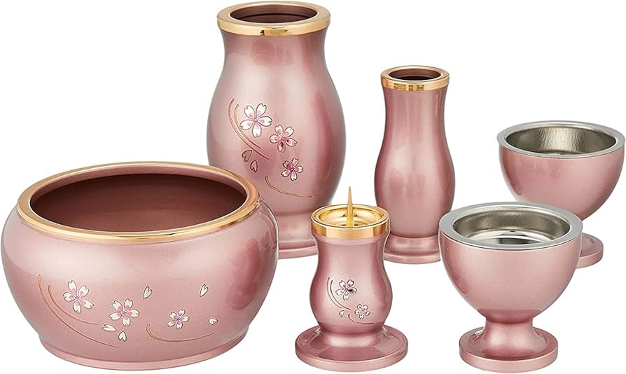 Amazon｜仏具セット ルミエール 6点セット 桜彫入 ピンク 2.5 3415501
