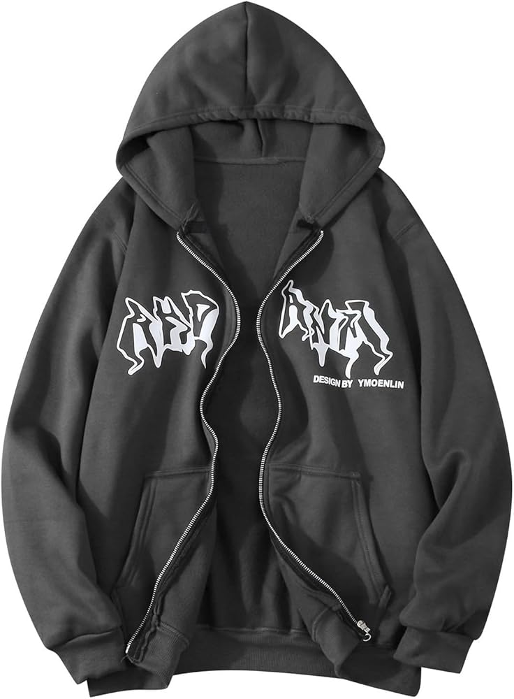 Street Unisex Hoodies Sweatshirt Hip Hop Zip Up Hoodie Vintage