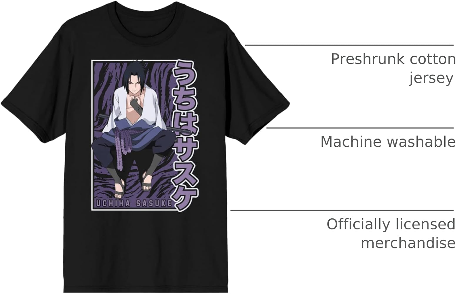 Amazon.com: Naruto Shippuden Sasuke Uchiha Character Men's Black