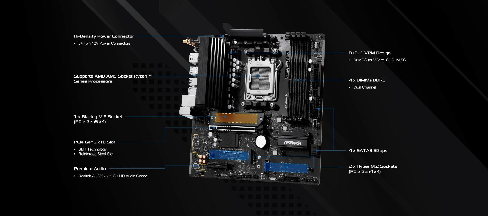 Amazon | ASRock B850M Pro-A WiFi Micro-ATX マザーボード B850M Pro