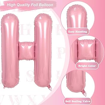 Amazon | ビッグレターバルーン H パステルピンク、マイラー