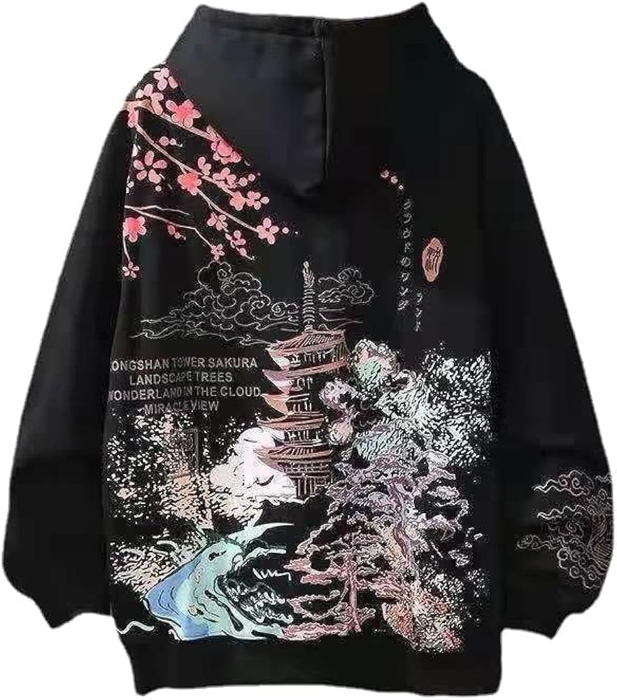 Y2K Anime Hoodies Aesthetic Sakura Graphic Sweatshirt Japanese