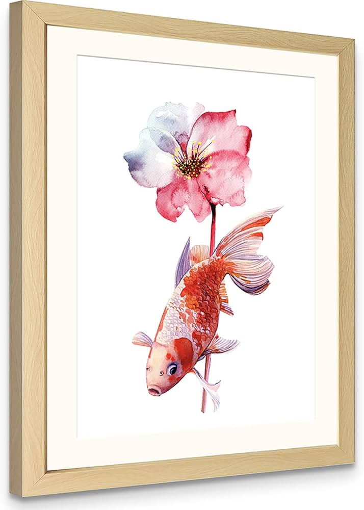 Amazon.co.jp: 絵画 インテリア 金魚 海洋の錦鯉 金魚 ラッキーの油絵