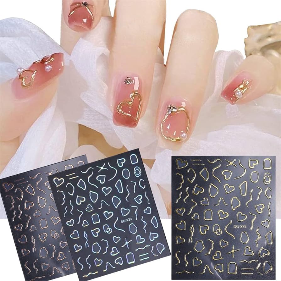 Amazon.co.jp: DUOLEIMI ネイルシール 3d ネイルステッカー ゴールド